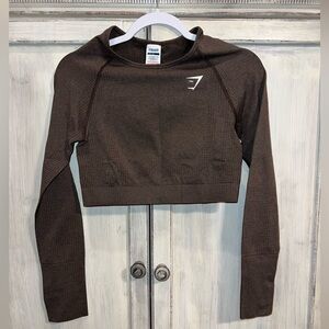 Brown Long Sleeve Crop Top